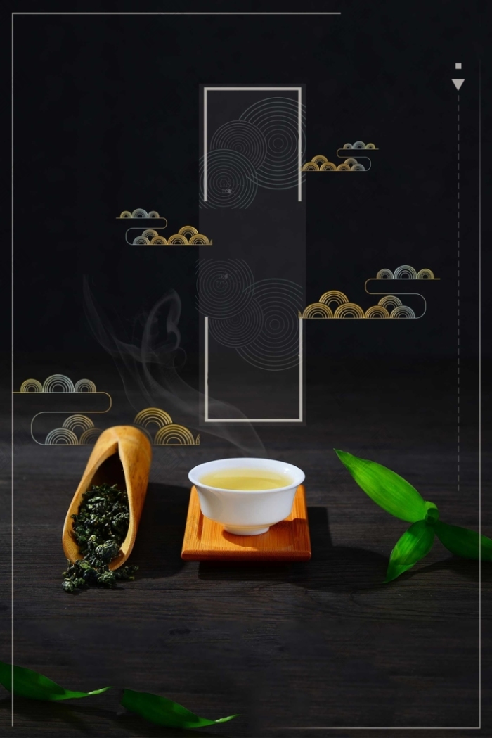 中国风茶道黑白色茶文化茶具广告
