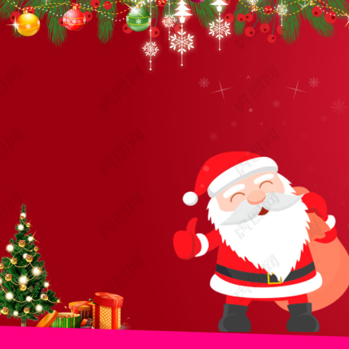红色圣诞节圣诞老人圣诞购物背景