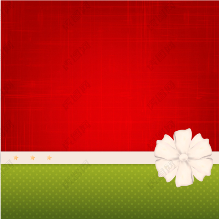 红底白色花朵绿色背景