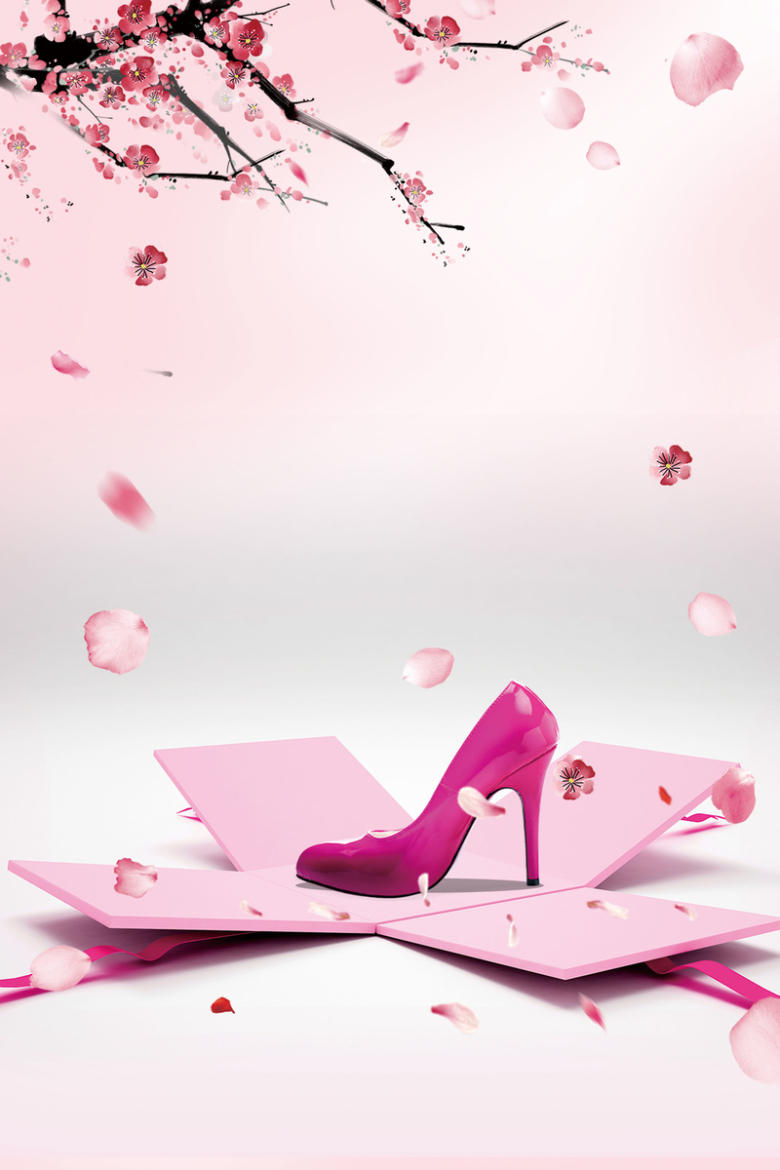 高跟鞋粉色中国风商场促销海报