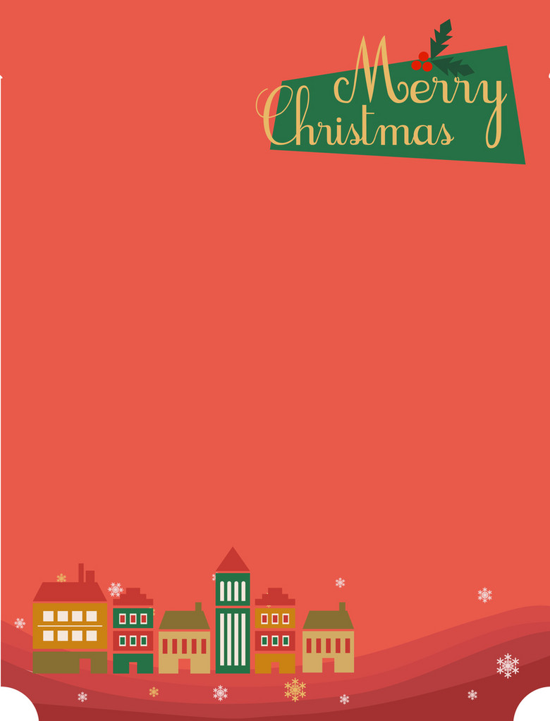 卡通小房子圣诞快乐海报背景素材