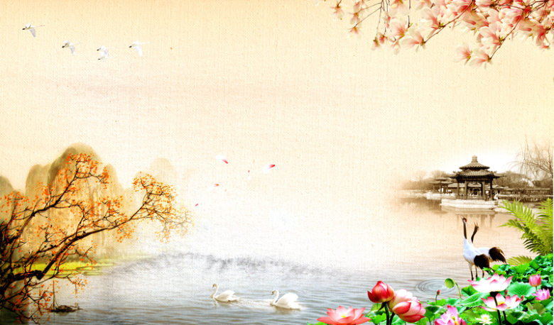 中国风园林风景重阳节海报背景