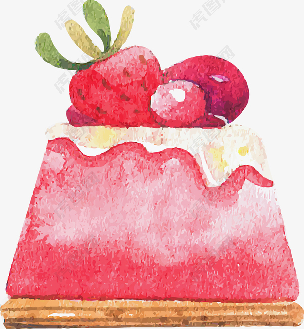 卡通手绘风草莓蛋糕