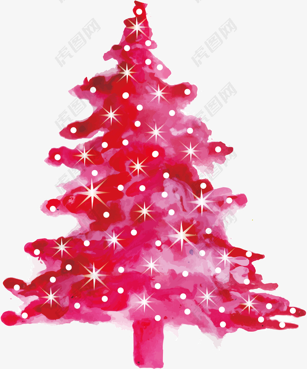 粉红色水彩圣诞树