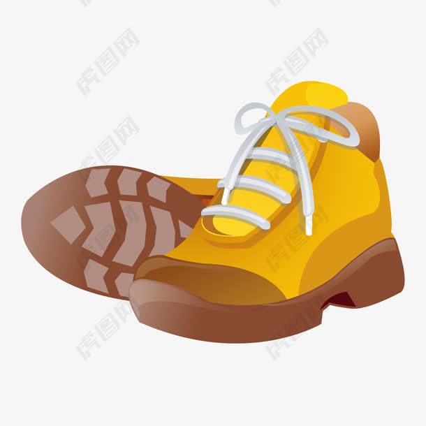 黄色登山鞋运动鞋素材