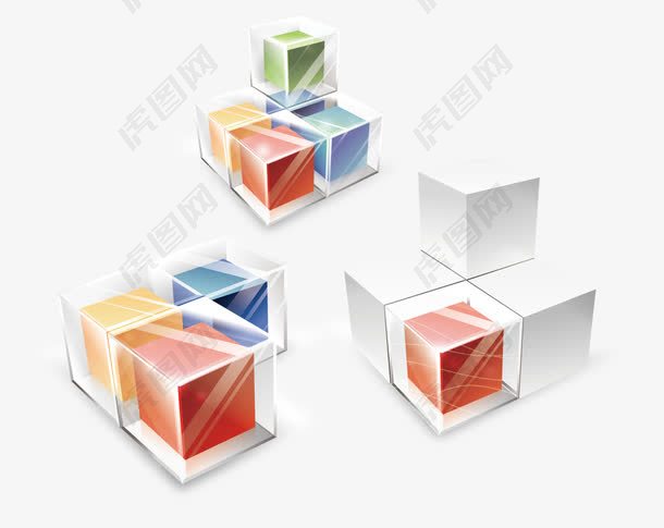 彩色立体方块设计矢量素材