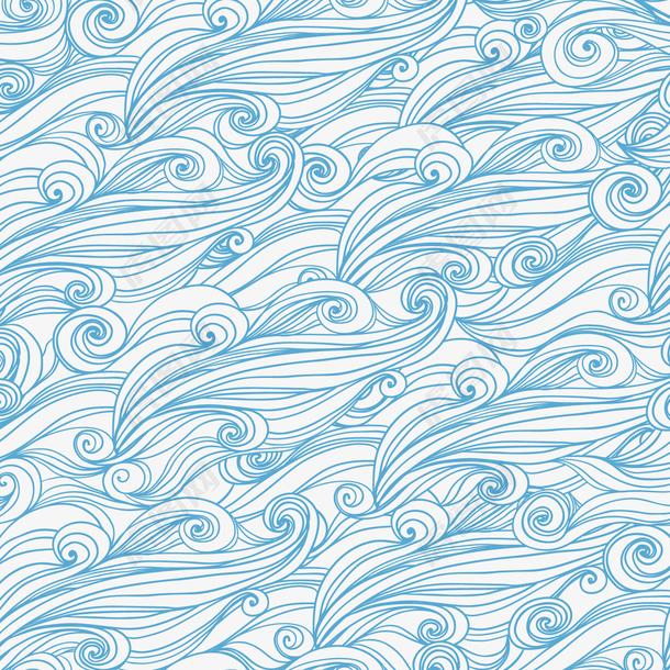 矢量蓝色海浪花纹无缝背景