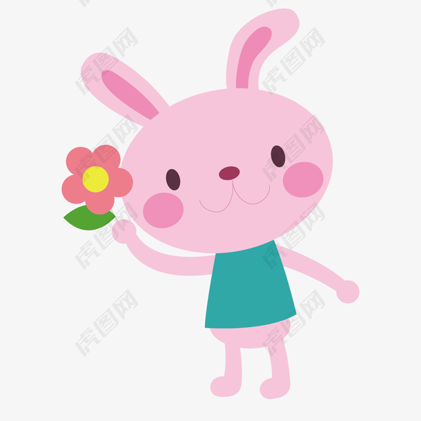 粉色兔子矢量手绘