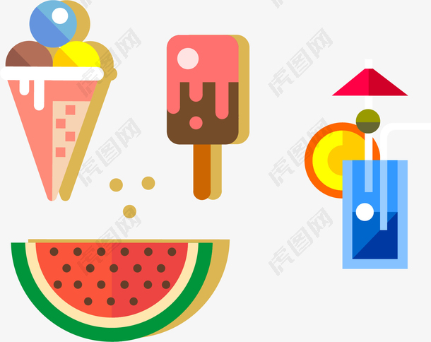 水果冰淇淋卡通矢量图