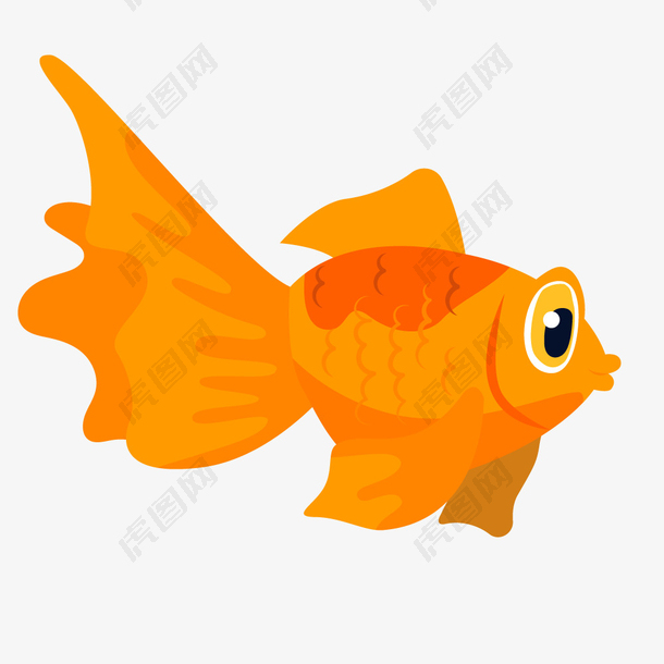 黄色金鱼手绘卡通鱼类水族矢量素