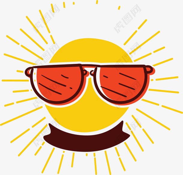太阳眼镜夏日卡通主题标签矢量素