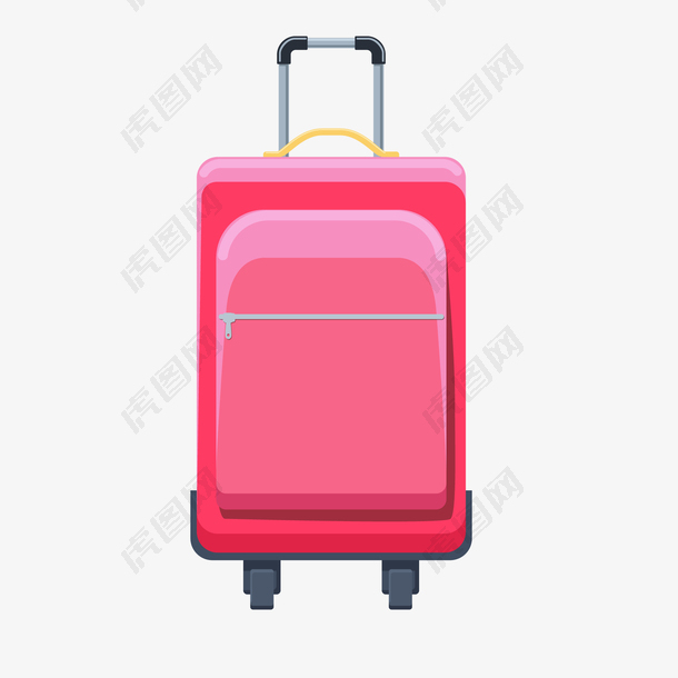 卡通玫红色行李箱设计