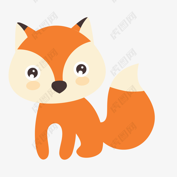 卡通扁平化橙色的小狐狸