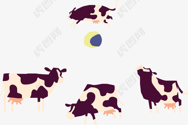 四款奶牛矢量图