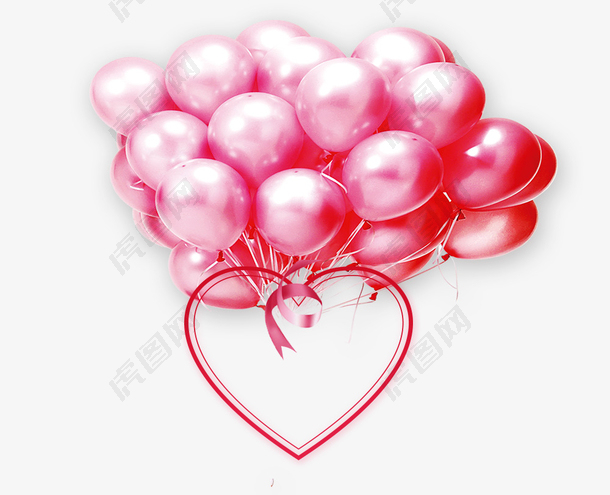 314白色情人节粉色爱心与气球