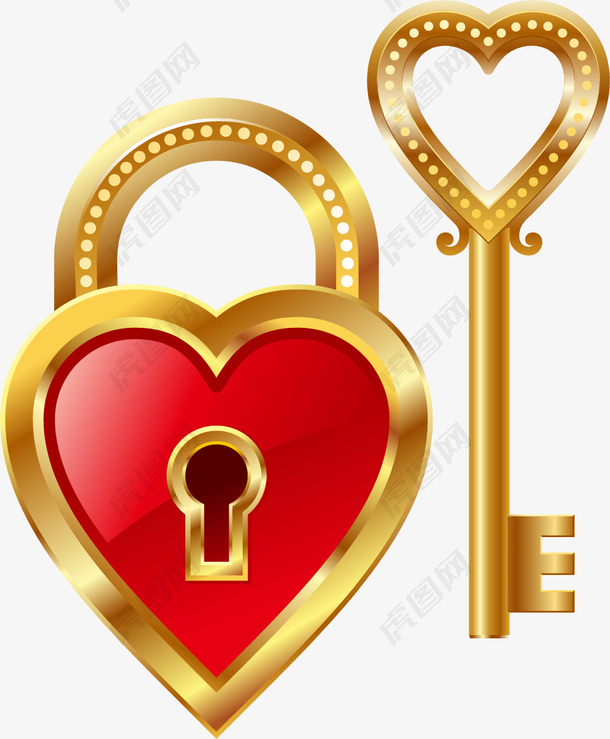 浪漫情人节心形锁子钥匙