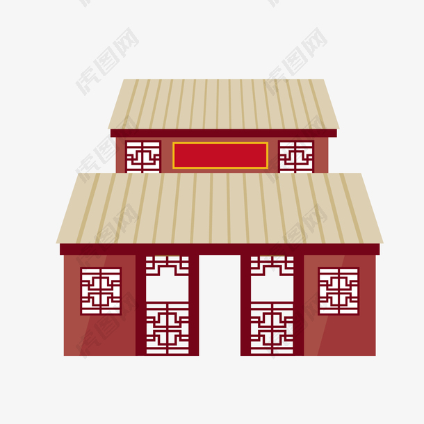 中国传统建筑物设计矢量图