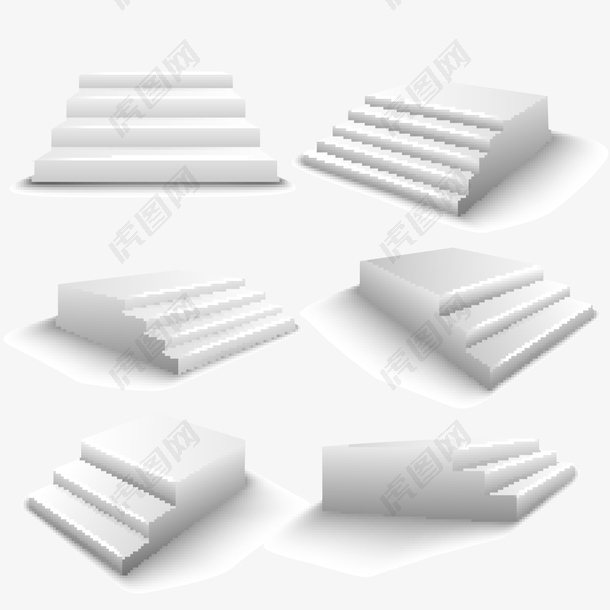 六种矢量白色阶梯