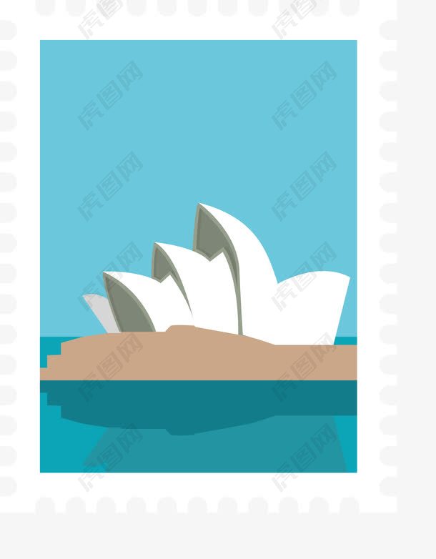 卡通旅游城市邮票悉尼歌剧院素材