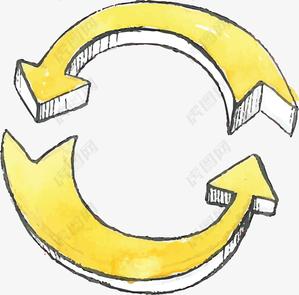 黄色手绘循环箭头