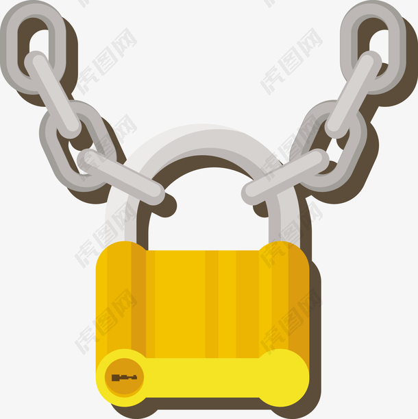 一把黄色的锁与链条