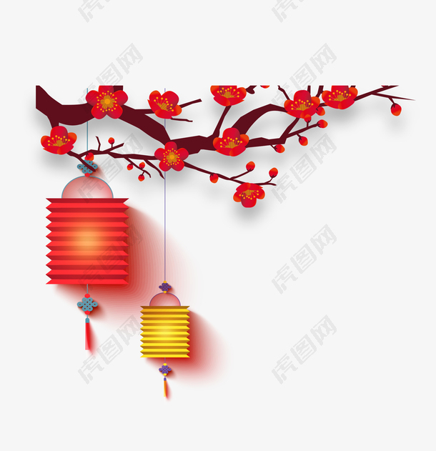中国风梅花与灯笼