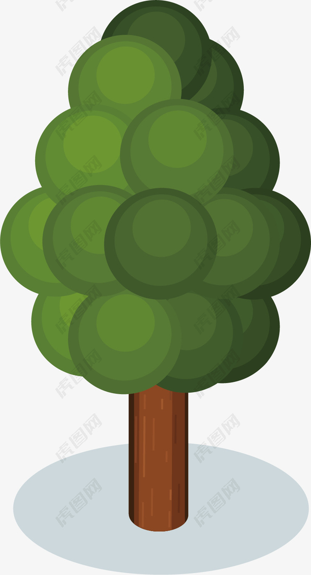 矢量图抽象绿橡树