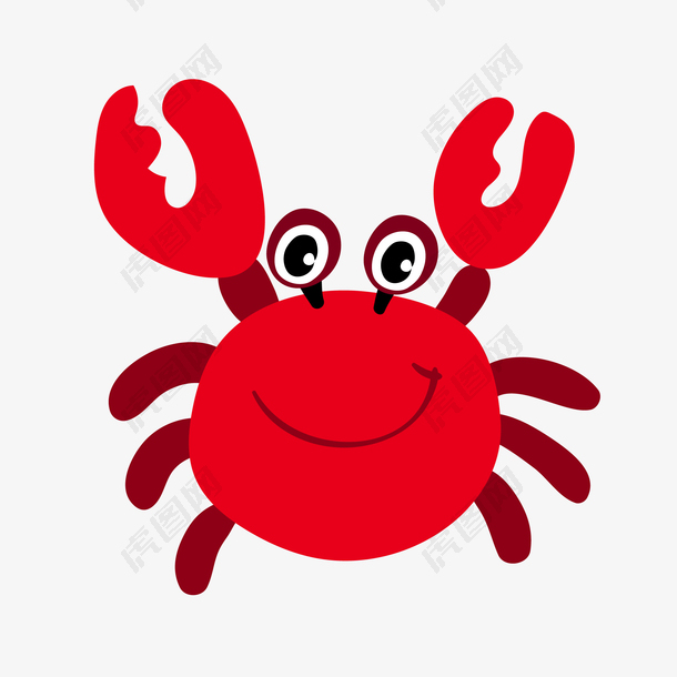 可爱红色的大闸蟹PNG素材卡通