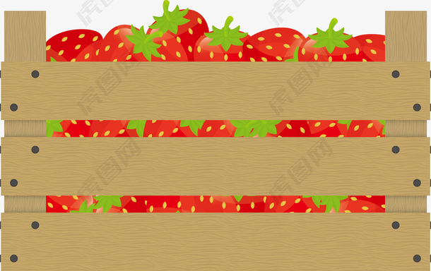 矢量卡通木框装的草莓