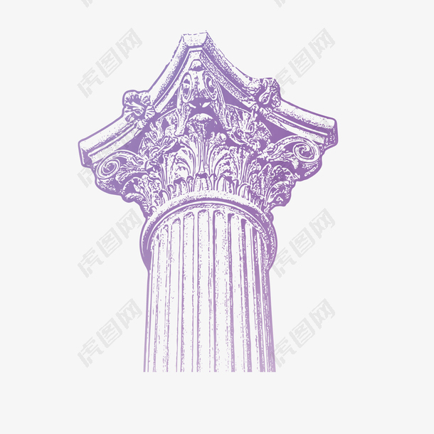 手绘紫色石柱设计