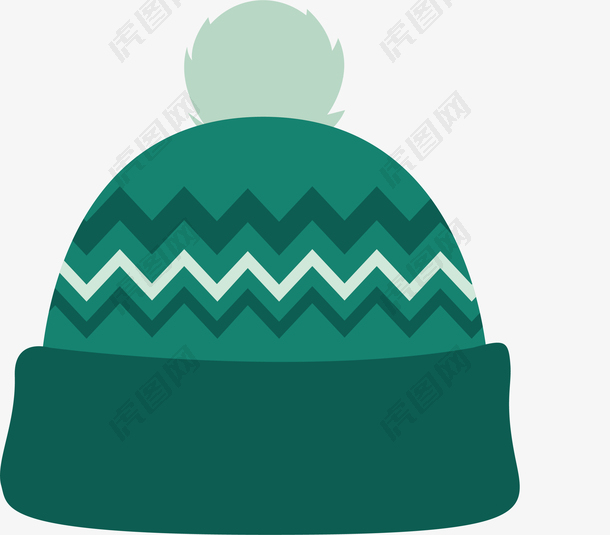 绿色条纹冬季毛线帽