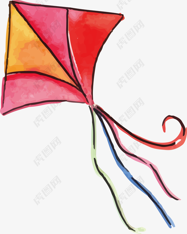 水彩风筝插画设计