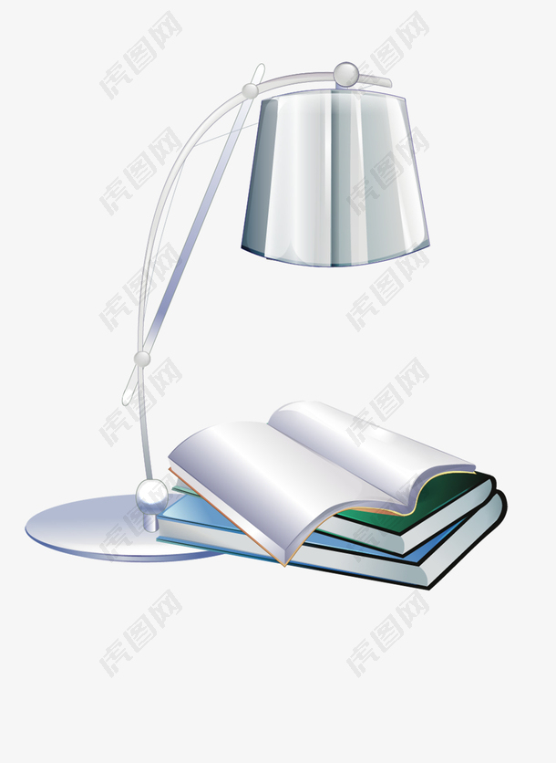 白色台灯和书本
