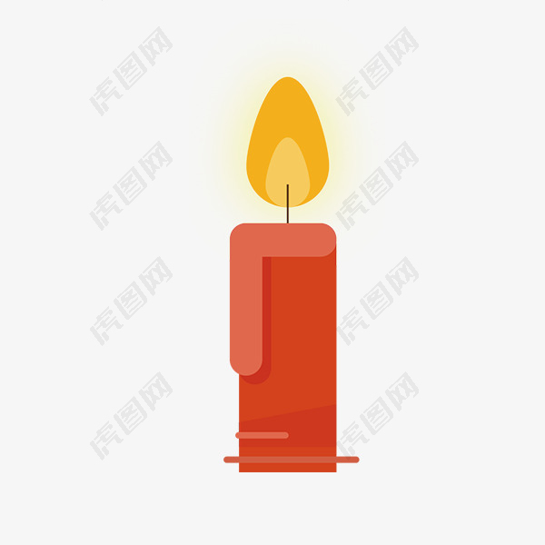 红色扁平化蜡烛点燃元素