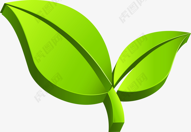 绿色立体叶子素材图