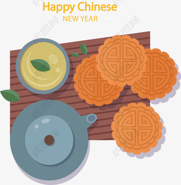 中国风春节月饼茶壶