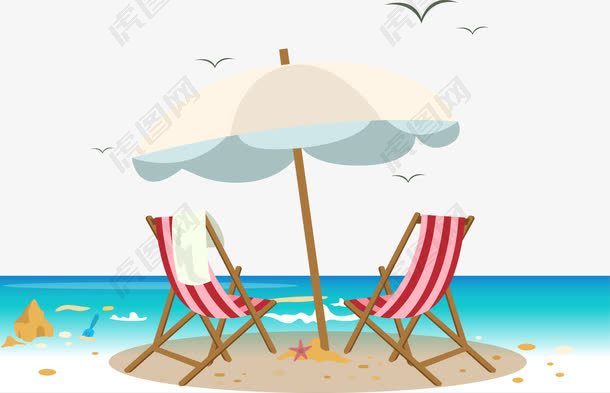 沙滩太阳伞躺椅
