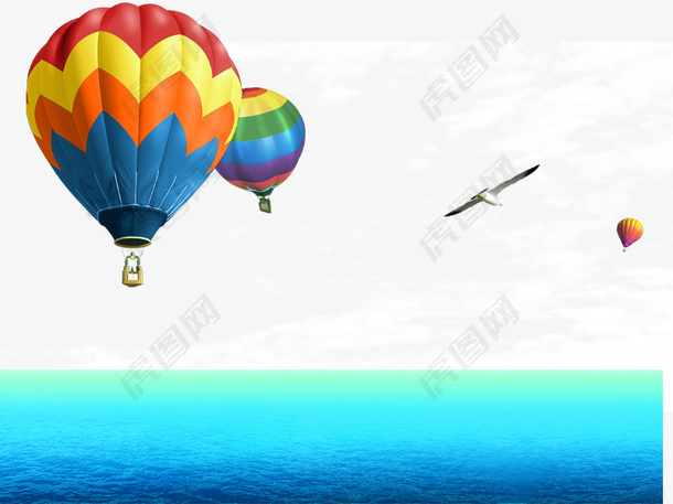 海上漂浮的热气球