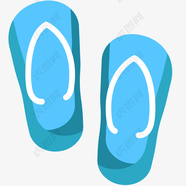 蓝色圆角拖鞋元素