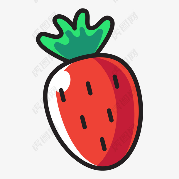 彩色手绘草莓食物元素
