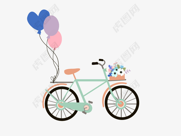 自行车气球婚礼卡通矢量素材