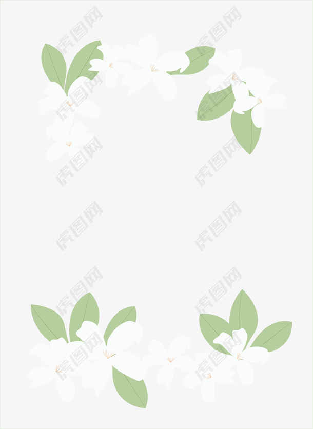 浪漫白色花朵边框