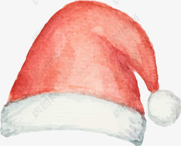 手绘冬季红色加棉加厚圣诞帽子