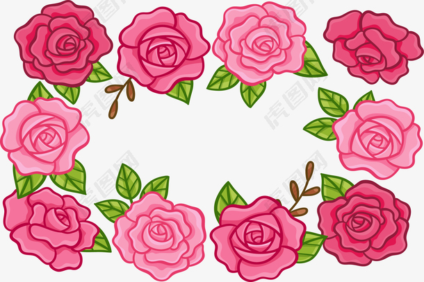 粉红玫瑰花标题框
