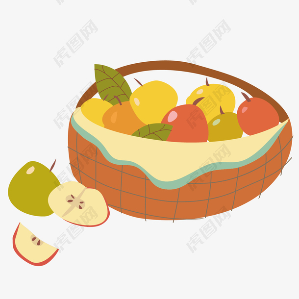美味水果篮子矢量卡通