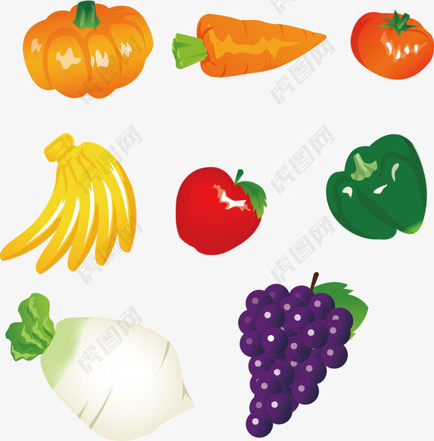 矢量蔬菜水果卡通手绘素材