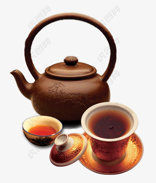 手绘中国风传统茶杯茶壶