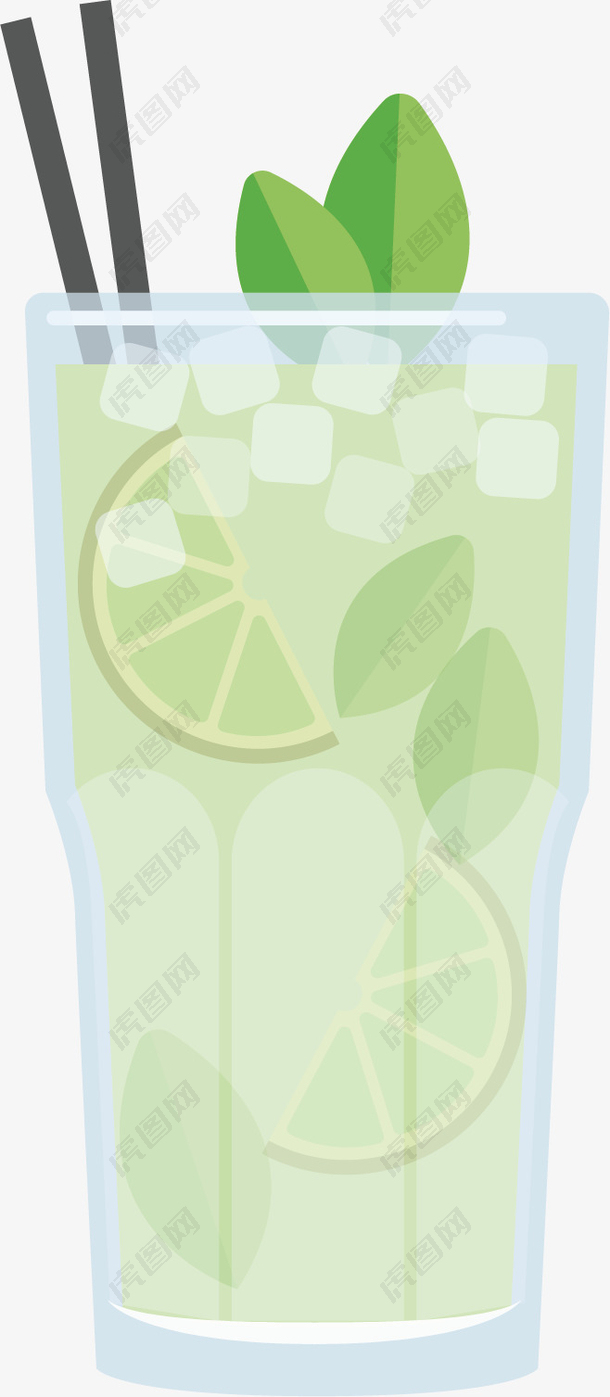 矢量图玻璃杯柠檬水