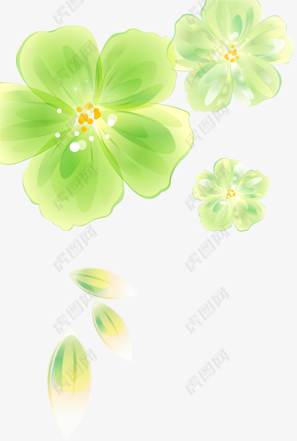 绿色手绘花卉