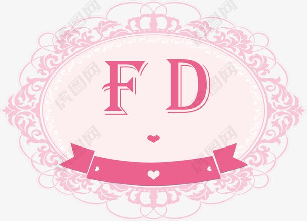 粉色爱心花纹婚礼logo